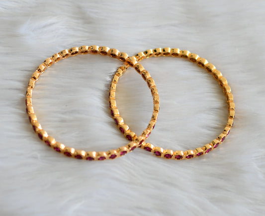 Gold tone magenta pink south Indian style bangles(2.6) dj-43067