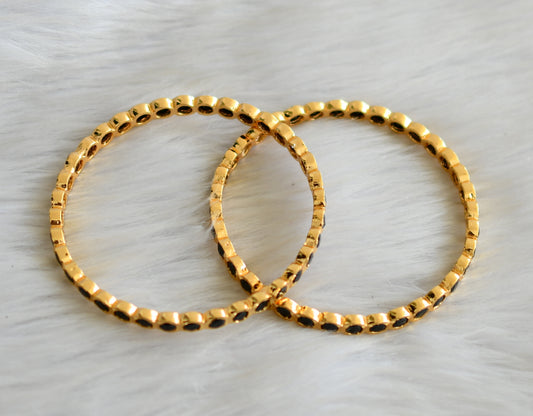 Gold tone black stone south Indian style bangles(2.10) dj-43069