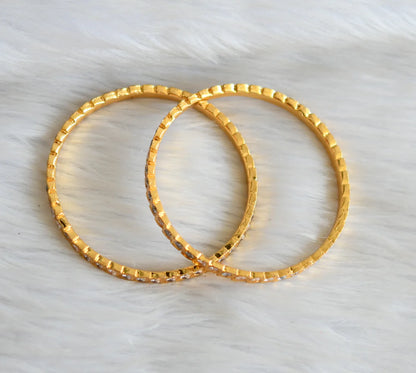 Gold tone white stone south indian style bangles(2.8) dj-46097