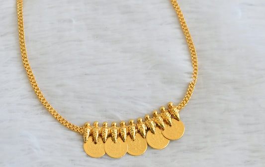 Gold tone kerala style lakshmi coin necklace dj-50290