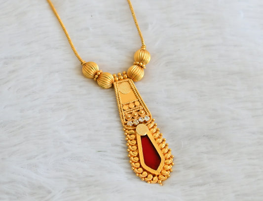Gold tone kerala style red nagapadam necklace dj-50305