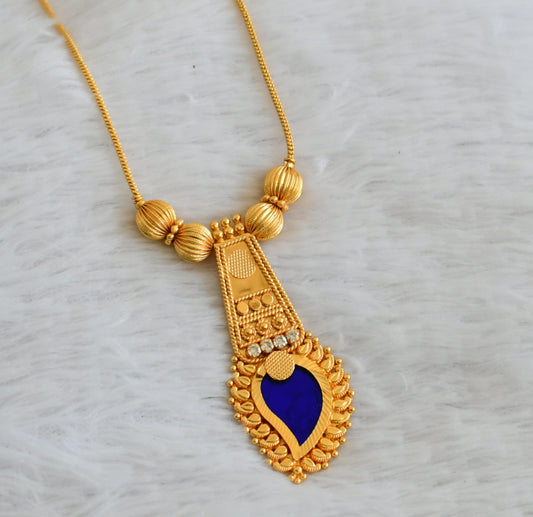 Gold tone kerala style blue white mango necklace dj-50298