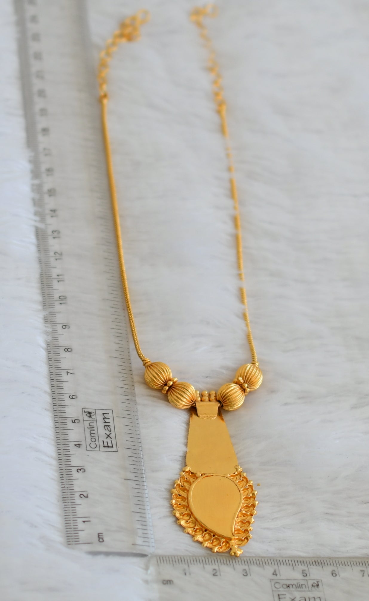 Gold tone kerala style pink-green mango necklace dj-50297