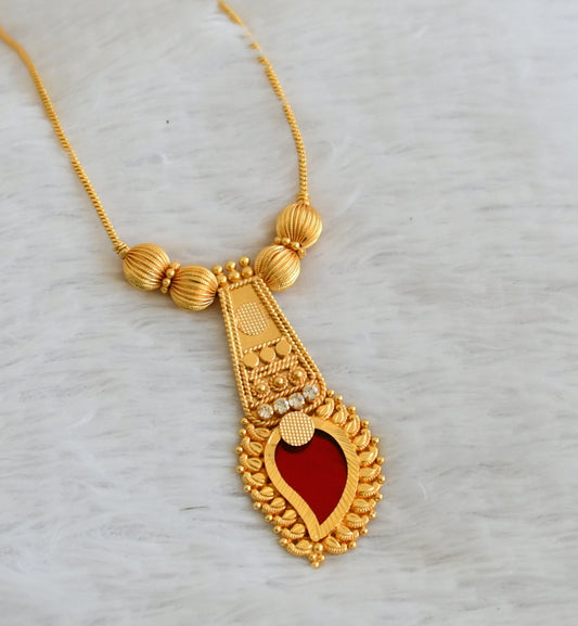 Gold tone kerala style red-white mango necklace dj-50296