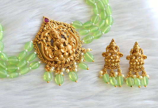 Matte finish kemp light green lakshmi choker necklace set dj-43371