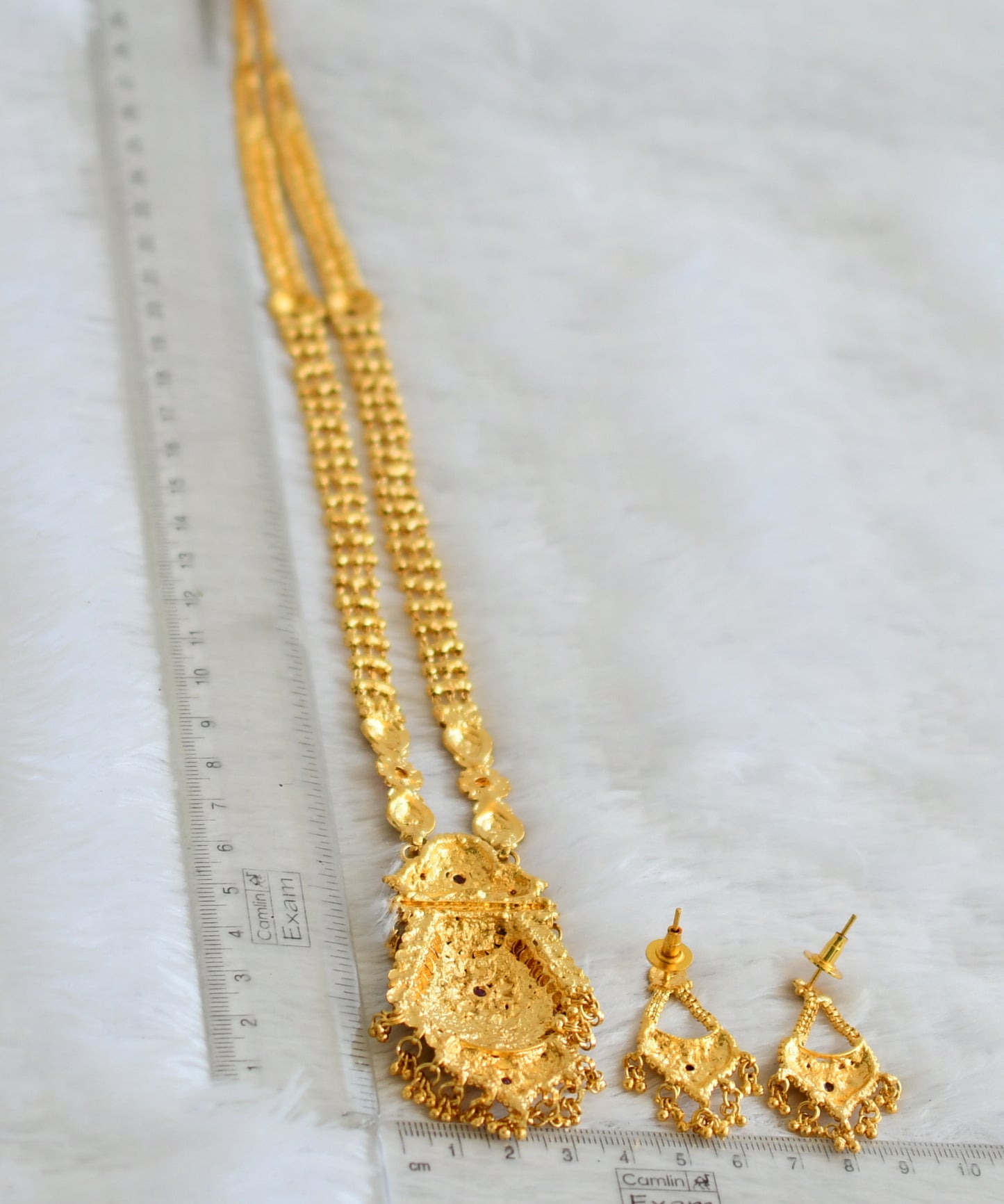 Gold forming ruby stone meenakari work haar set dj-50321