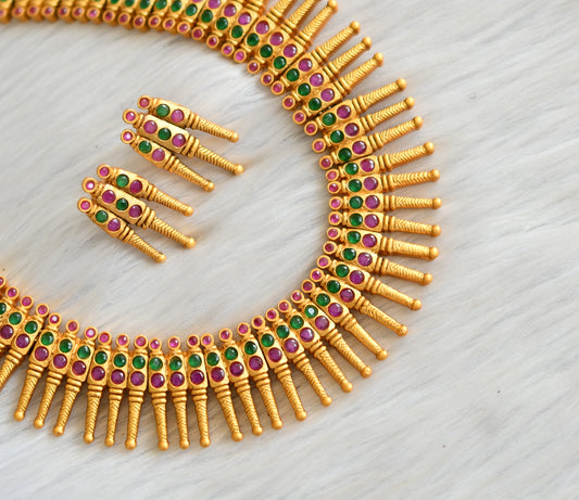 Matte finish ruby-emerald kerala style haar set dj-11520