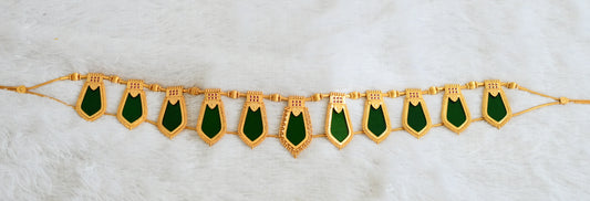 Gold tone ad pink stone green nagapadam kerala style waist band dj-50325