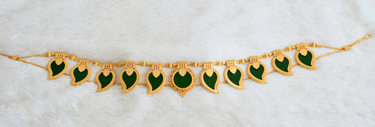 Gold tone ad pink stone green mango kerala style waist band dj-50324