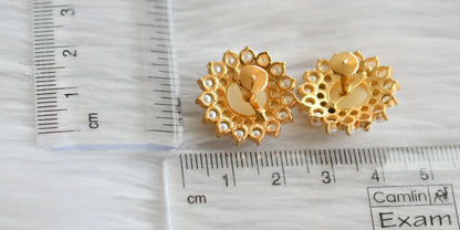 Gold tone pearl flower big earrings/stud dj-44923