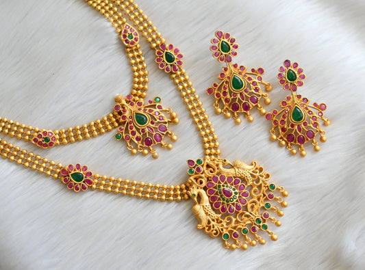 Matte finish ruby-emerald peacock step haar set dj-11168