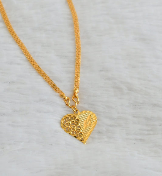 Gold tone 24 inches chain with heart pendant dj-50338