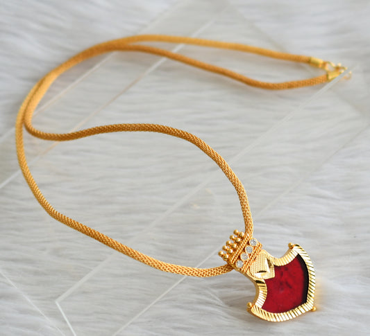Gold tone kerala style 24 inches chain with red-white mango pendant dj-44929