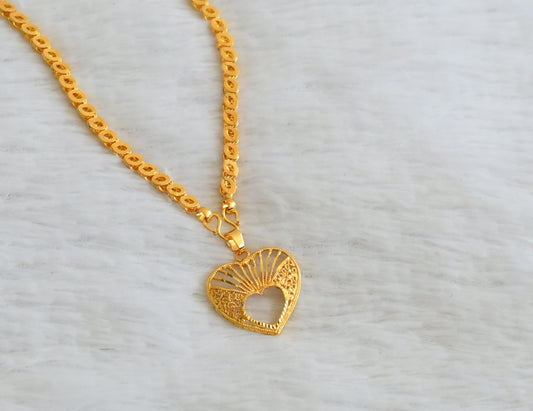 Gold tone 24 inches chain with heart pendant dj-50335