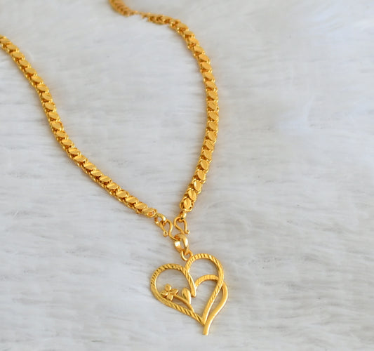 Gold tone 24 inches chain with flower heart pendant dj-50336