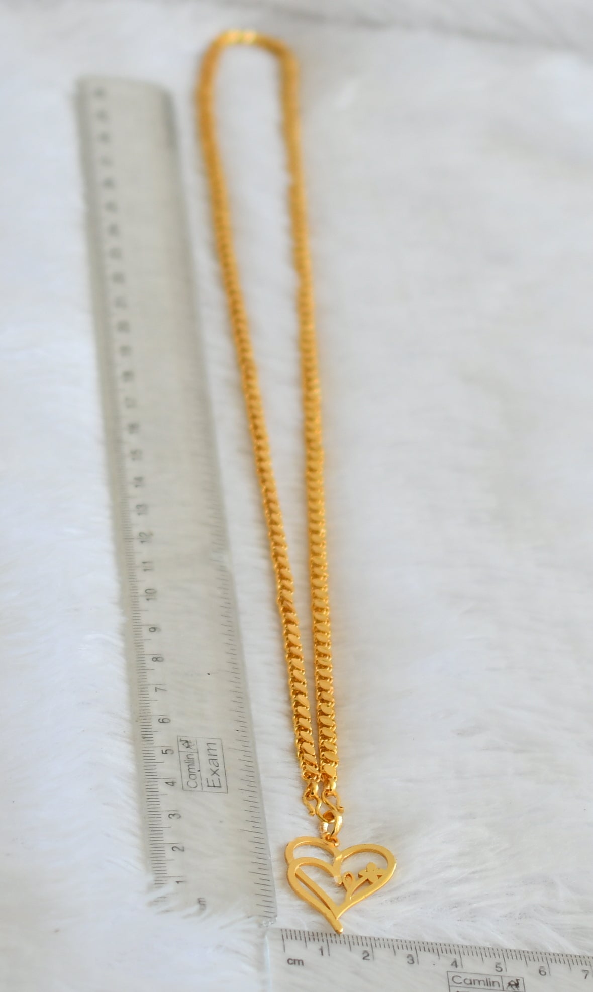 Gold tone 24 inches chain with flower heart pendant dj-50336