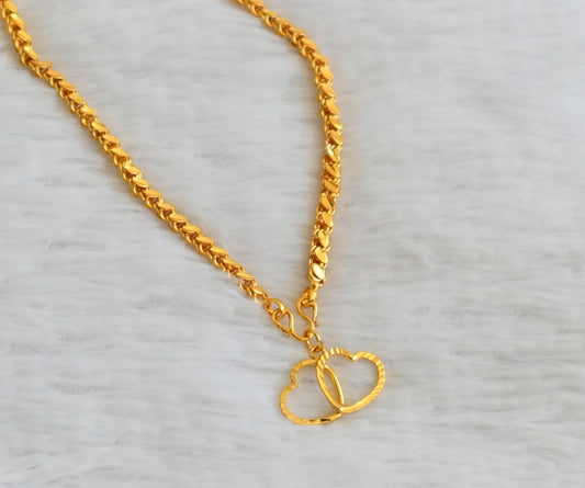 Gold tone 24 inches chain with heart pendant dj-50337