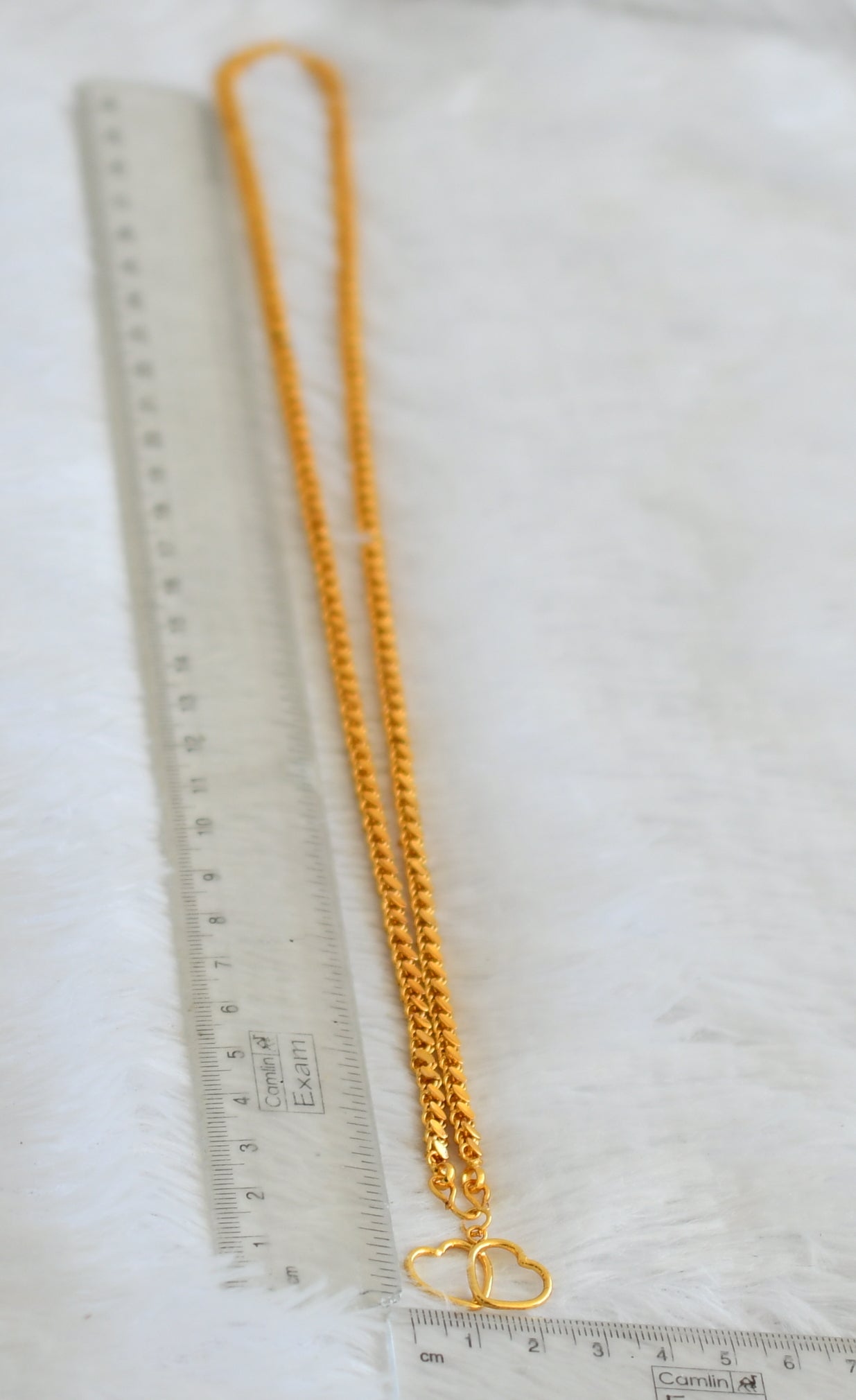 Gold tone 24 inches chain with heart pendant dj-50337