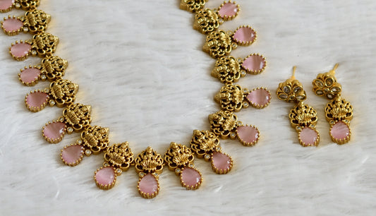Matte finish white-baby pink lakshmi short haar set dj-48371