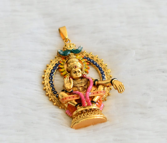 Matte finish meenakari Sri Ayyappan pendant dj-50348