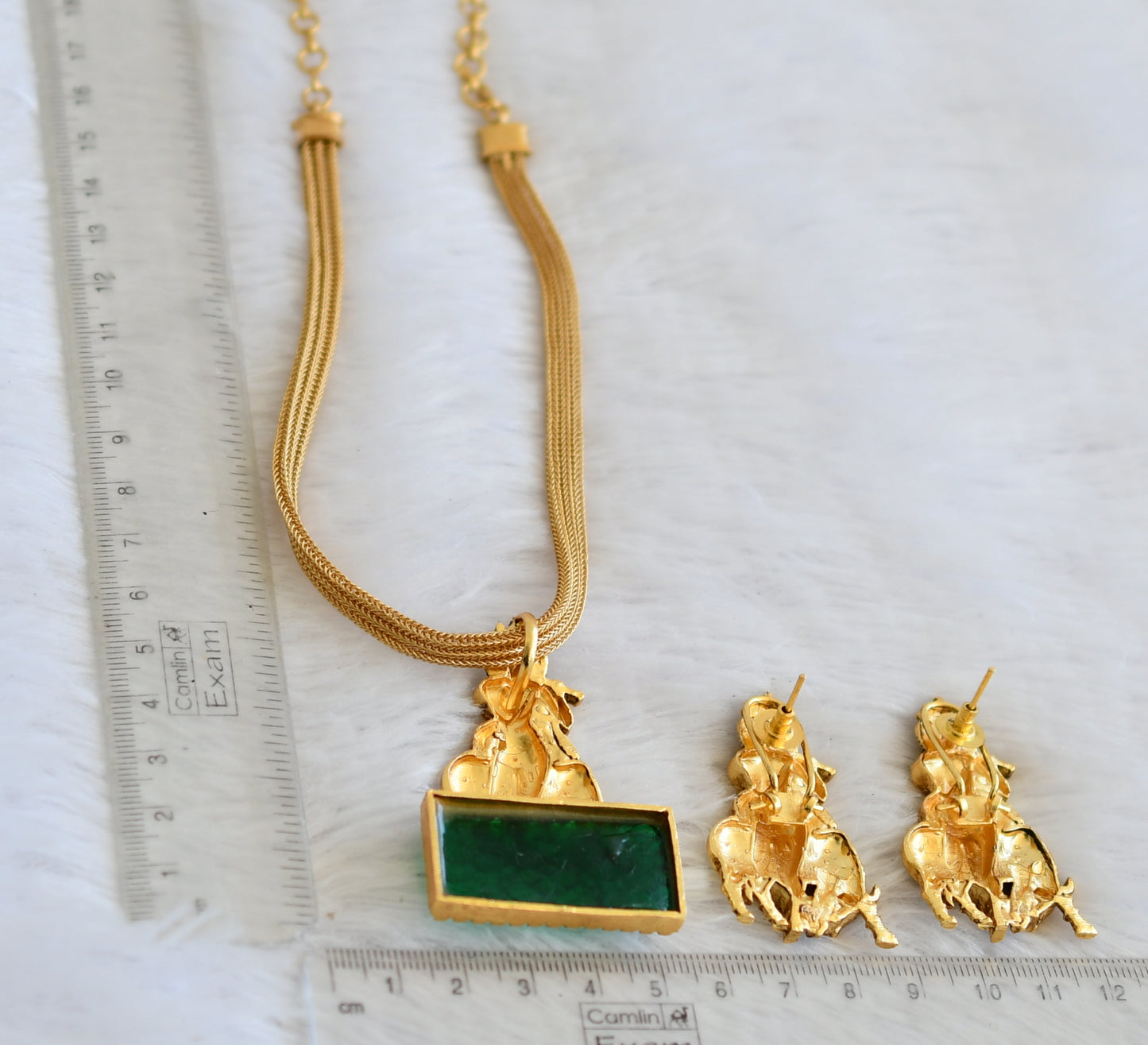 Matte finish green krishna necklace set dj-50361