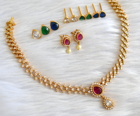Matte finish cz color changeable necklace set dj-43406