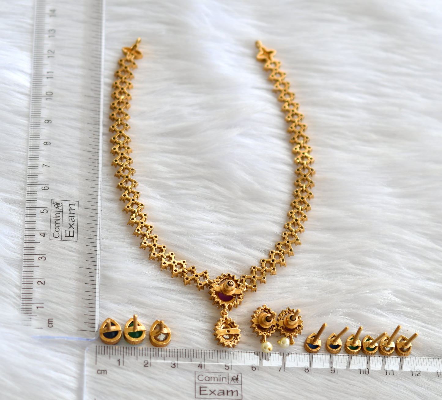 Matte finish cz color changeable necklace set dj-43406