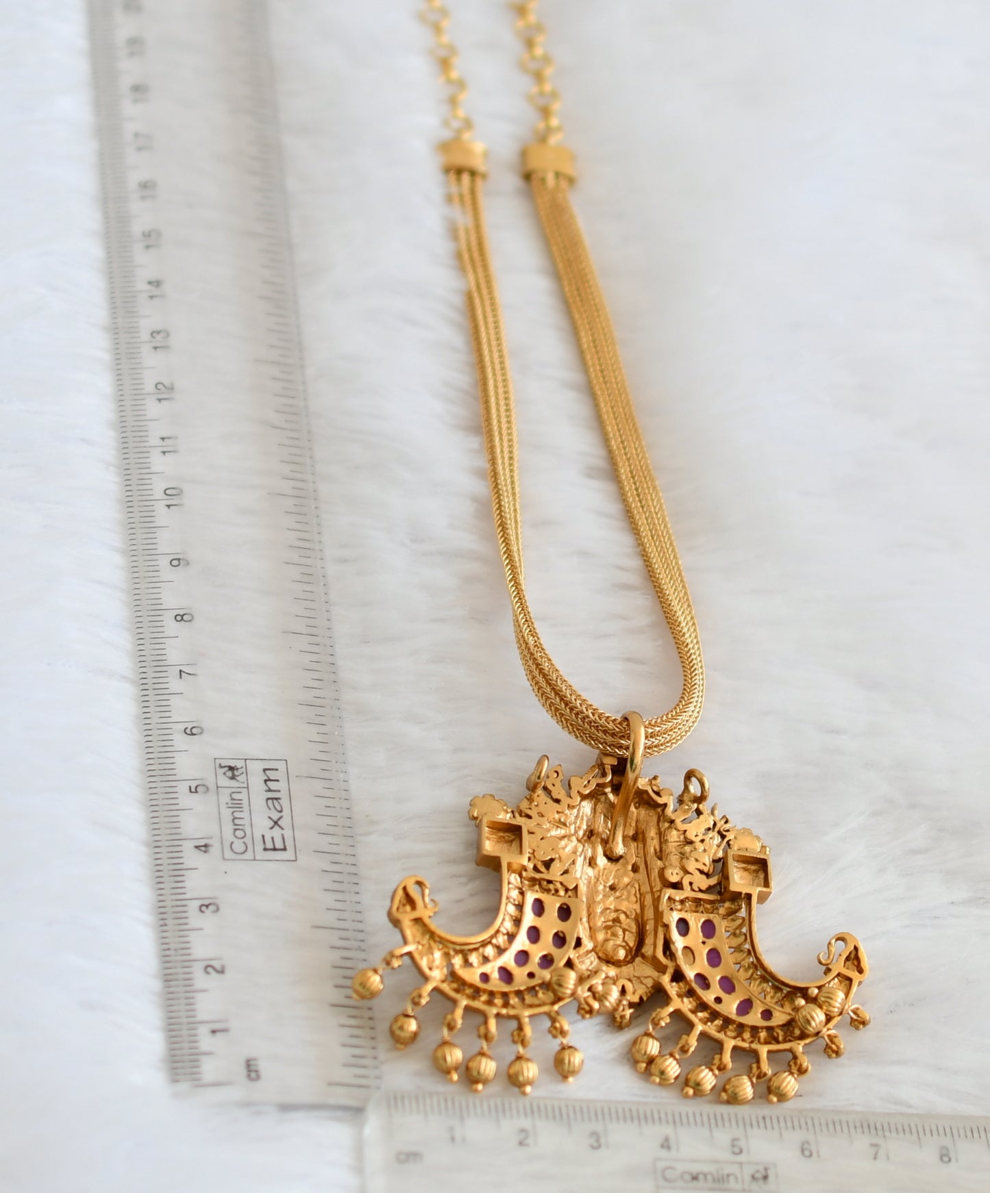 Matte finish ruby stone Maha Vishnu necklace dj-50357