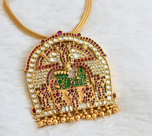 Matte finish kemp-green-white Sri Ranganathar necklace dj-50353