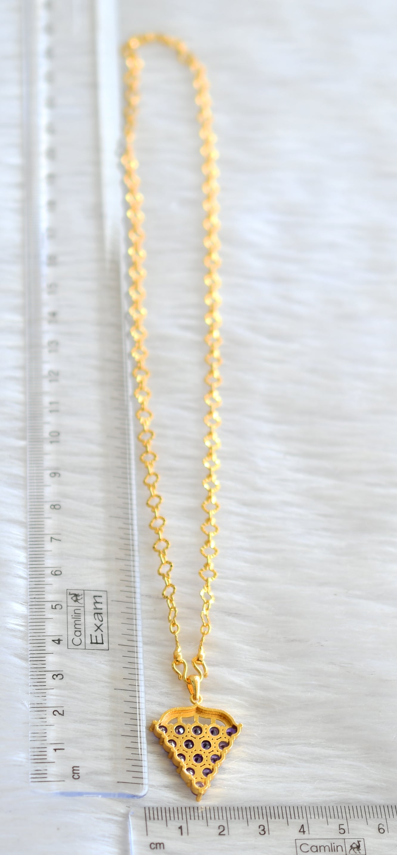 Gold tone 18 inches chain with purple grape pendant dj-43414