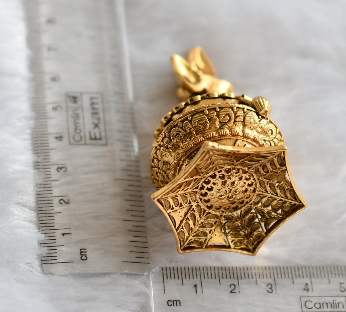 Antique gold tone lakshmi kumkum box dj-46648