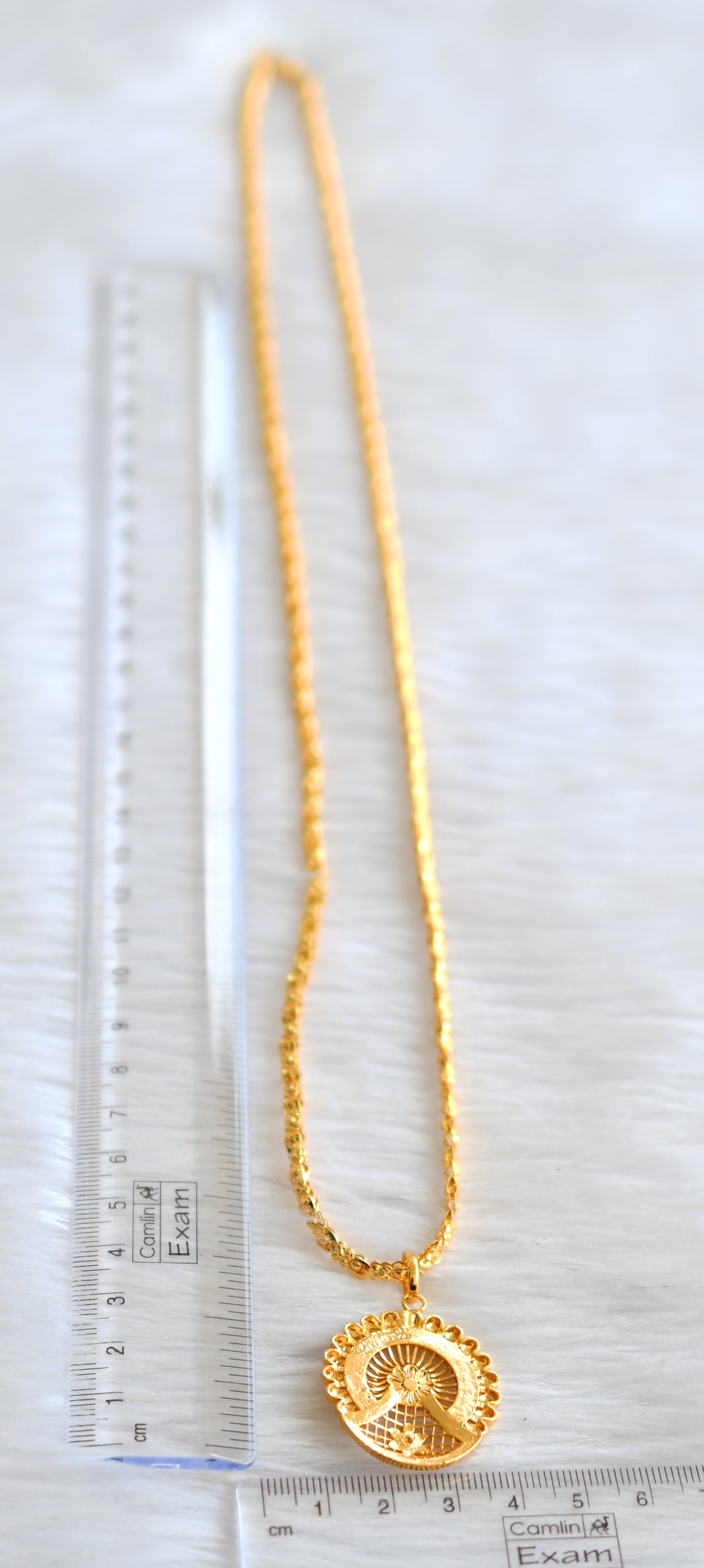 Gold tone 30 inches chain ruby stone pendant dj-43424