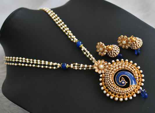 Antique blue pearl peacock necklace set dj-42139