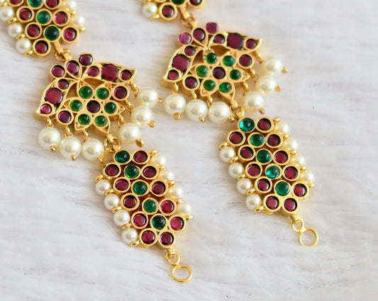 Gold tone real kemp-green pearl ear side chain dj-50371