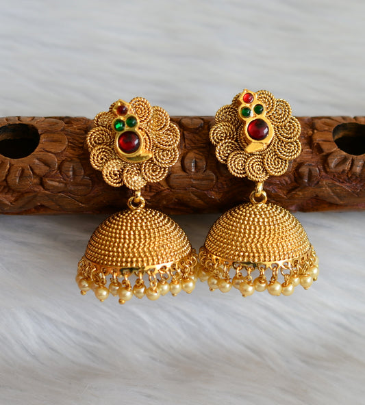 Antique kemp-green mango pearl cluster jhumkka dj-42129