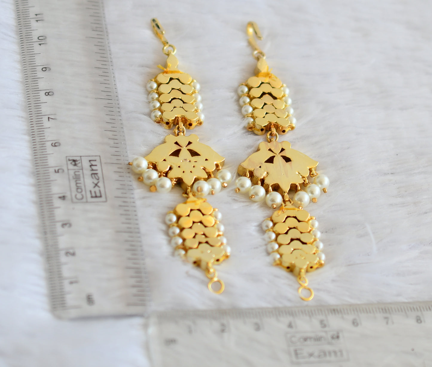 Gold tone real kemp-green pearl ear side chain dj-50371