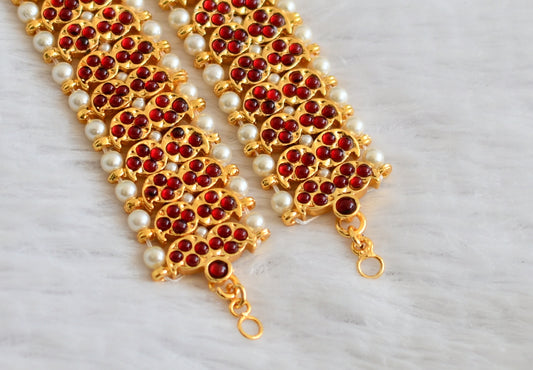 Gold tone kemp pearl bead mango ear side chain dj-50374