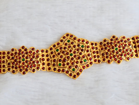 Gold tone kemp-green flower waist band dj-50376