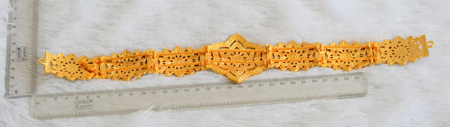 Gold tone kemp-green flower waist band dj-50376