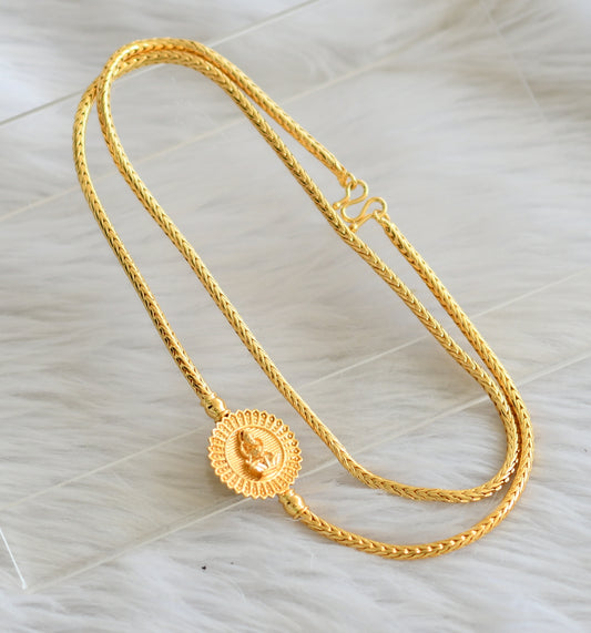 Gold tone 24 inches round lakshmi mugappu chain dj-44985