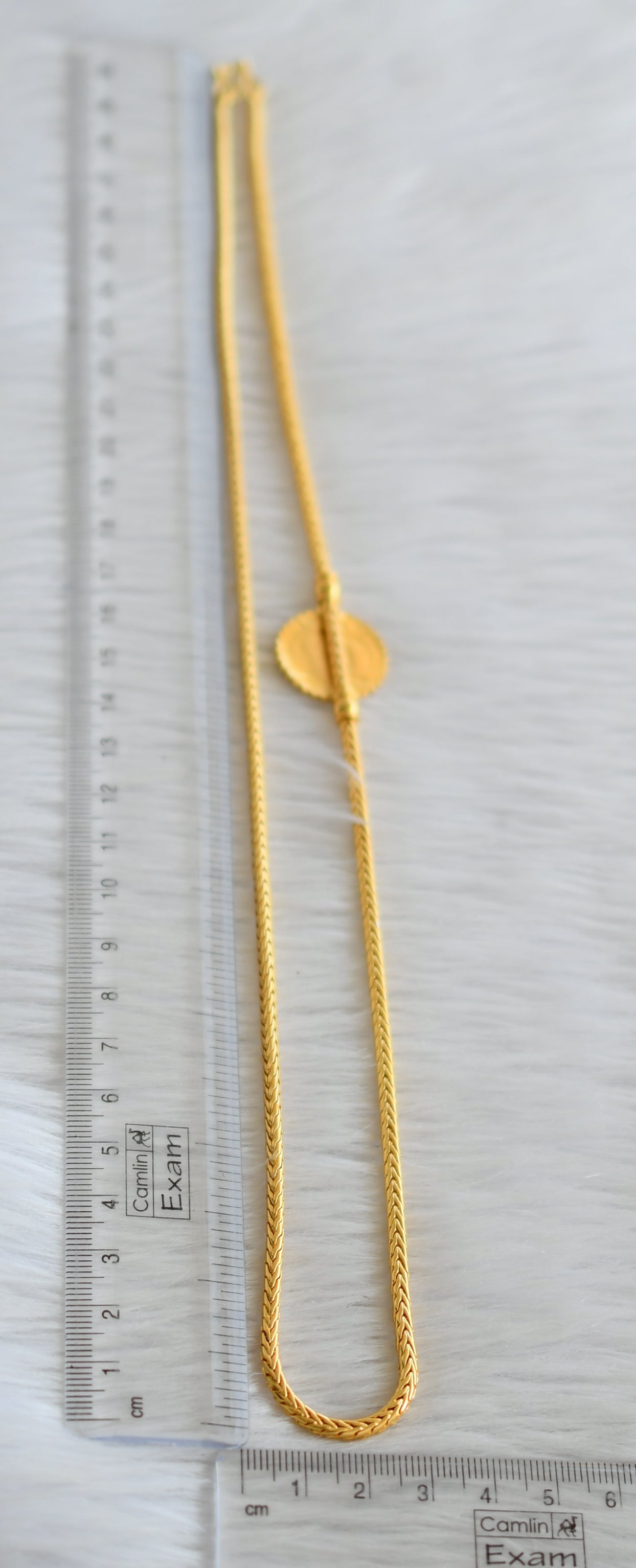 Gold tone 24 inches round lakshmi mugappu chain dj-44985