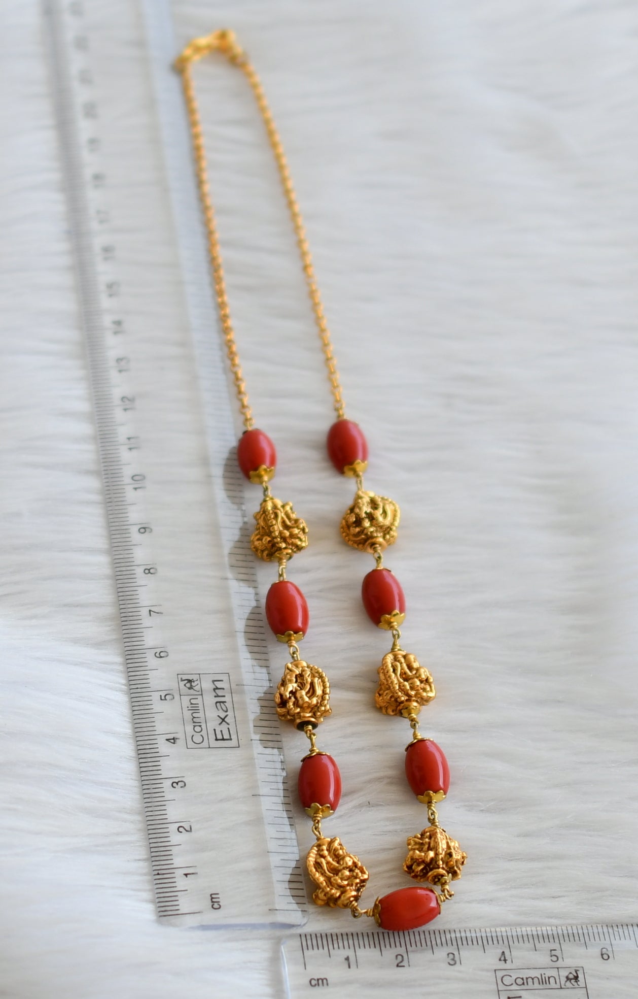 Antique coral lakshmi beaded mala/chain dj-44987