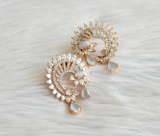 Rose Gold Tone Cz Grey Earrings DJ30155