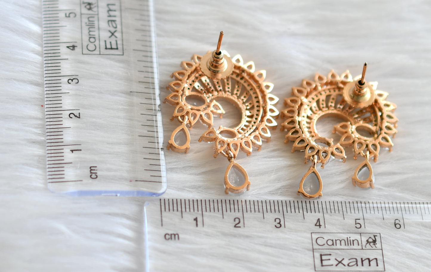 Rose Gold Tone Cz Grey Earrings DJ30155