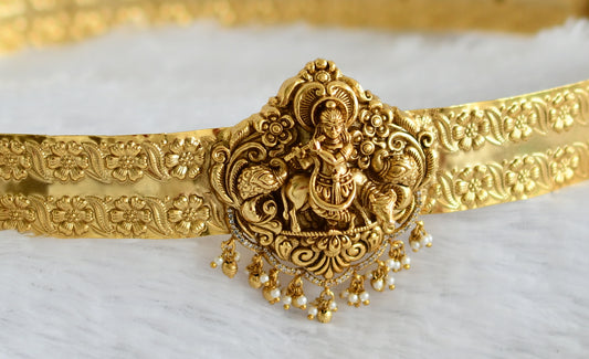 Antique gold tone krishna flower waist band dj-50403