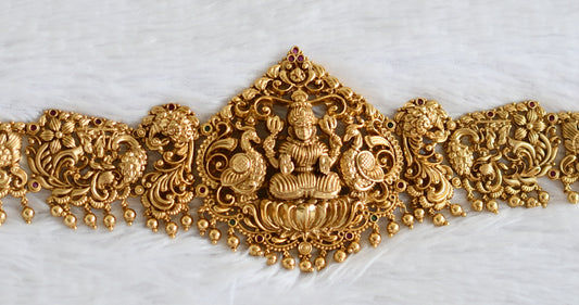Antique gold tone kemp-green lakshmi peacock waist belt dj-50406