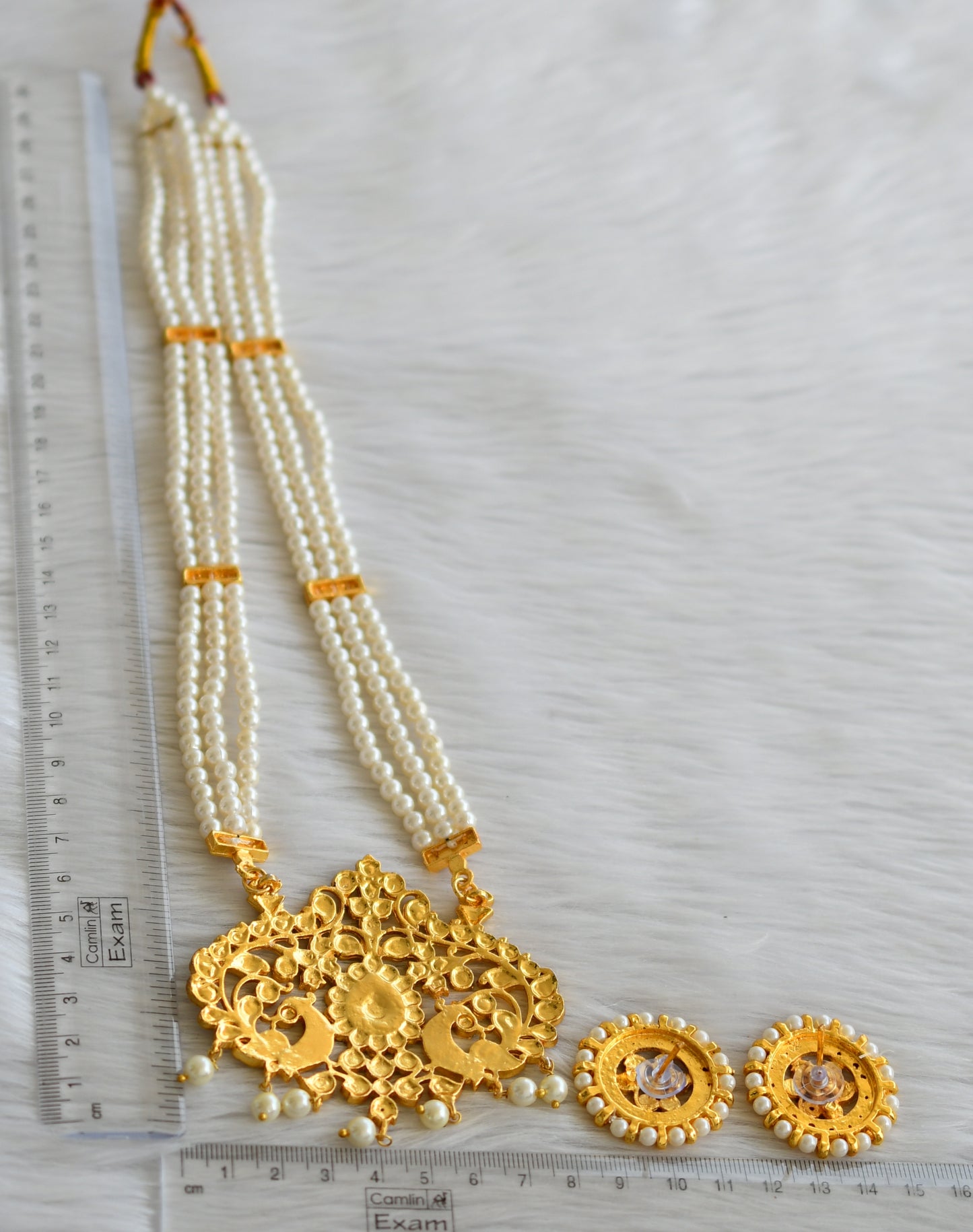 Gold tone Kemp-green pearl peacock designer haar set dj-35133