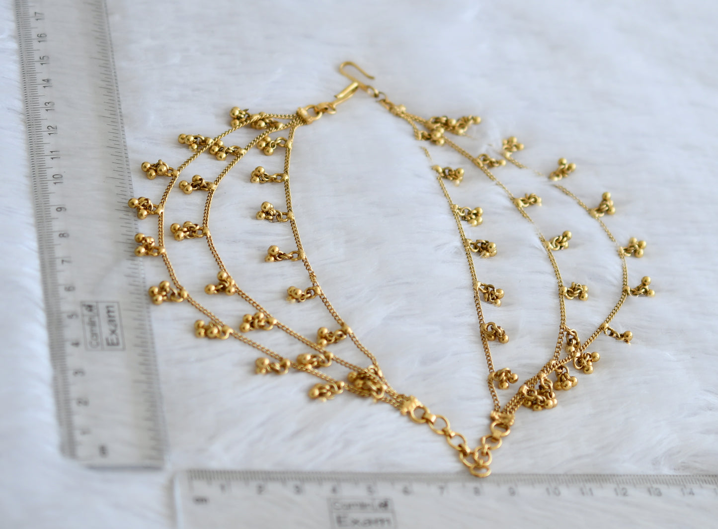 Antique gold tone multi layer ear side chain dj-50436