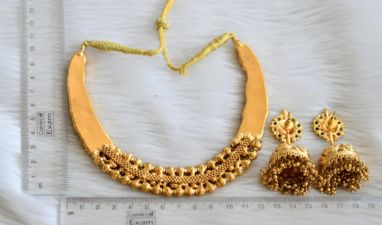 Matte Finish Navarathna Nagasu Necklace Set dj-23903