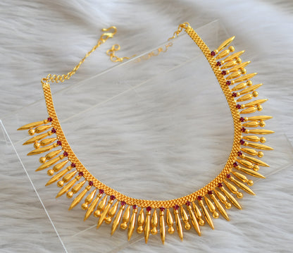 Gold tone pink stone mulla mottu designer necklace dj-35375